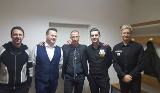 Best of snooker Ljubljana: Judd Trump, Shaun Murphy, predsednik BZS Mitja Gradišnik, Mark Selby in Neil Robertson.